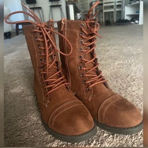 Brown Suede Combat Boot